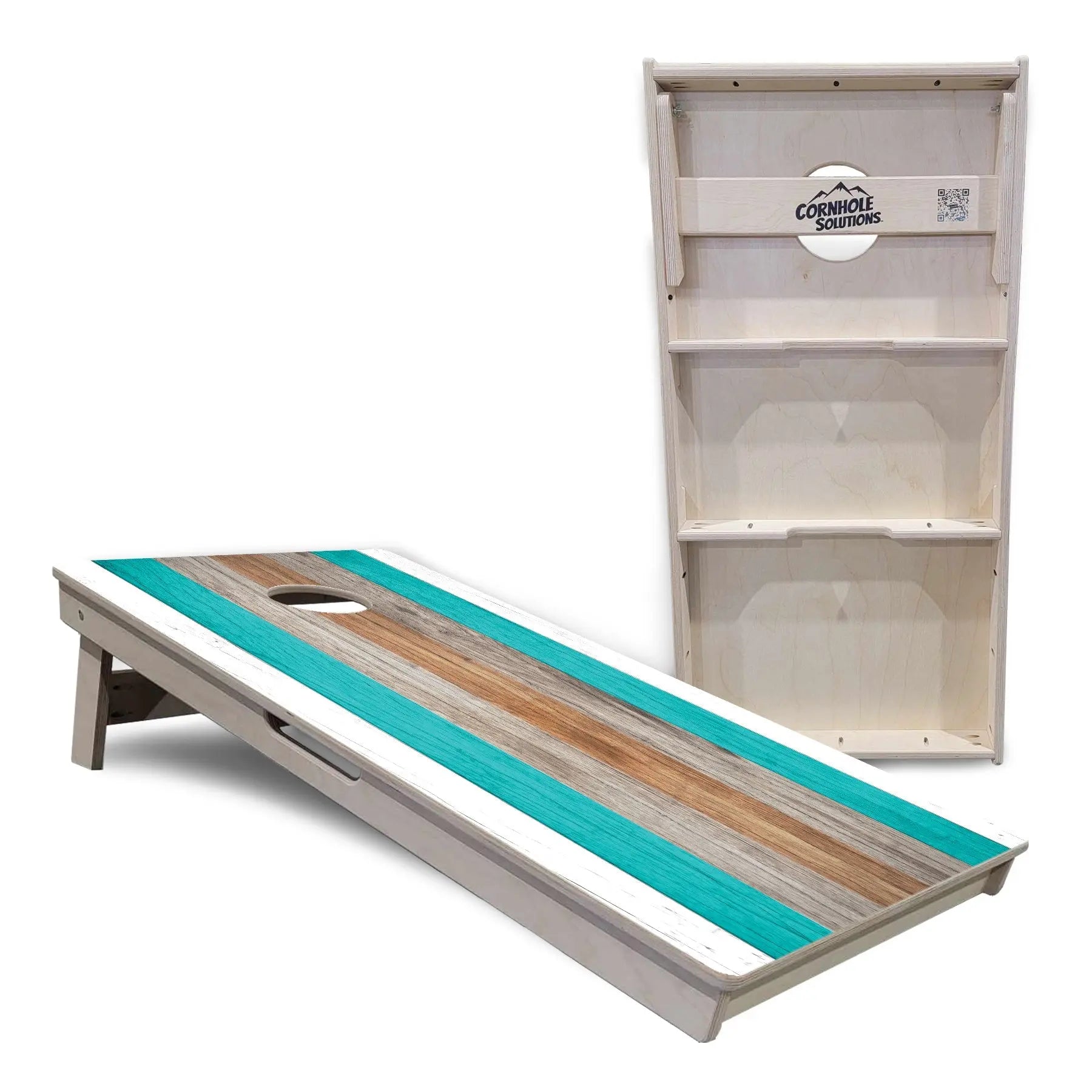 Beach Theme Stripe Cornhole Boards - Professional Tournament Series by Cornhole Solutions, custom cornhole board detail photo 5