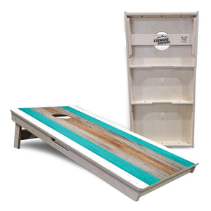 Beach Theme Stripe Cornhole Boards - Professional Tournament Series by Cornhole Solutions, custom cornhole board detail photo 5