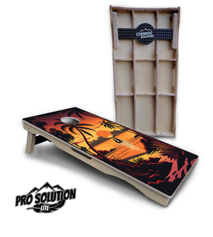 Beach Sunset Cornhole Boards - Pro Solution Lite Series Cornhole Solutions