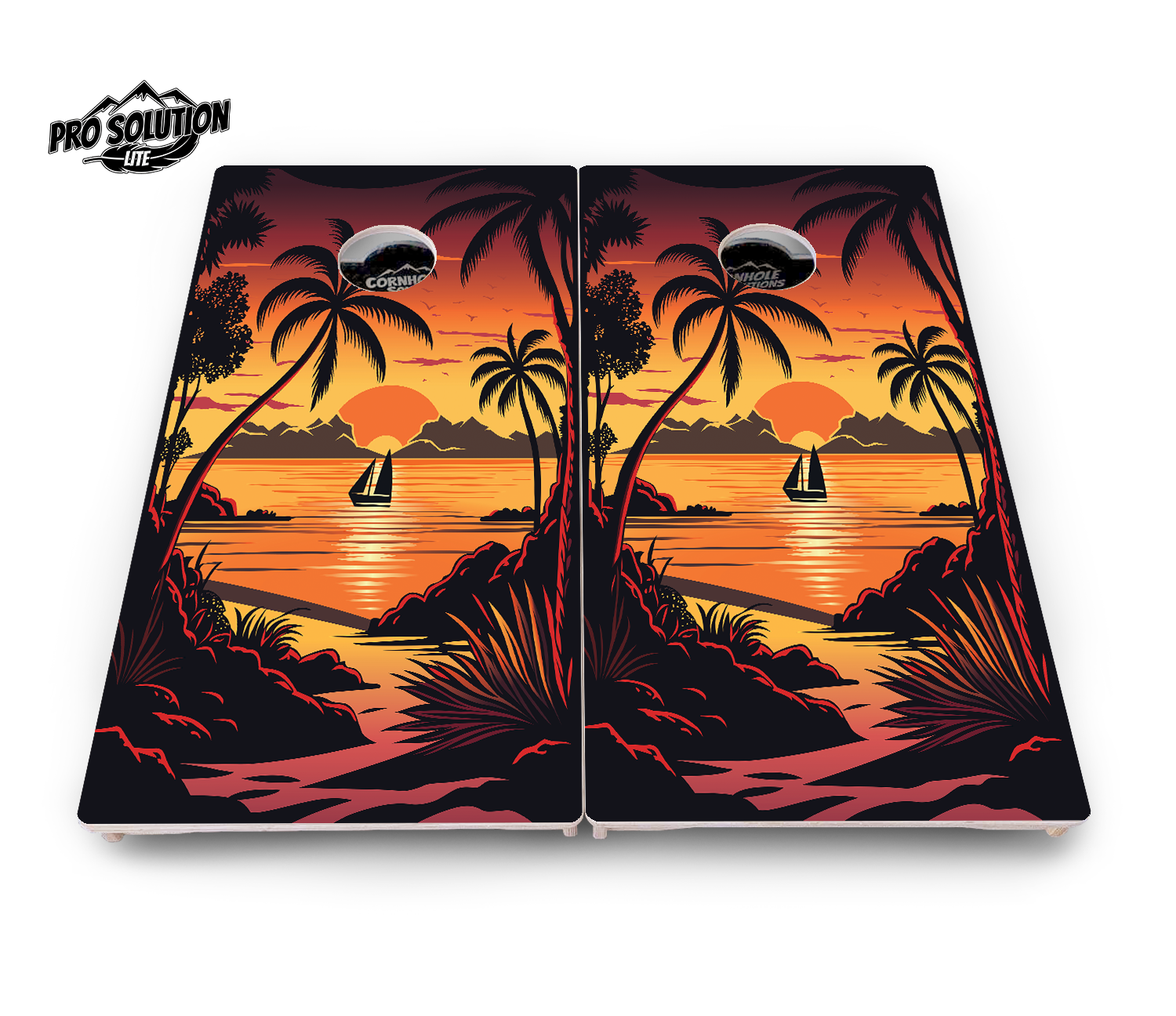 Beach Sunset Cornhole Boards - Pro Solution Lite Series Cornhole Solutions