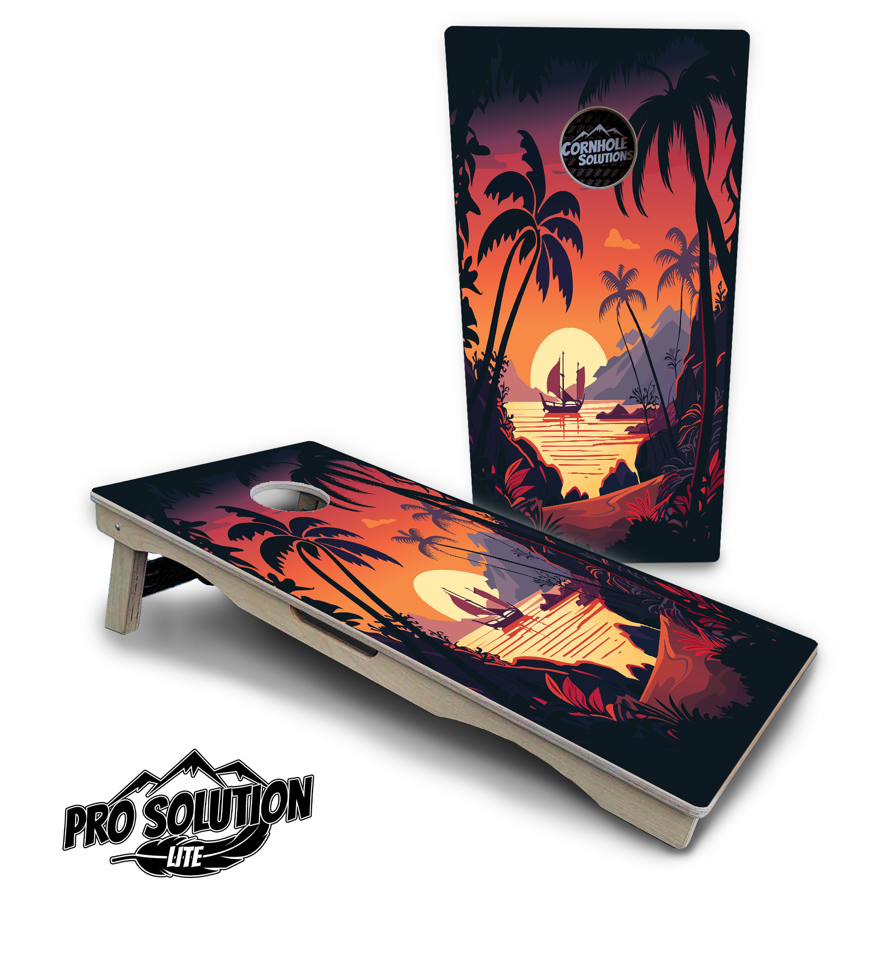 Beach Sunset Cornhole Boards - Pro Solution Lite Series Cornhole Solutions