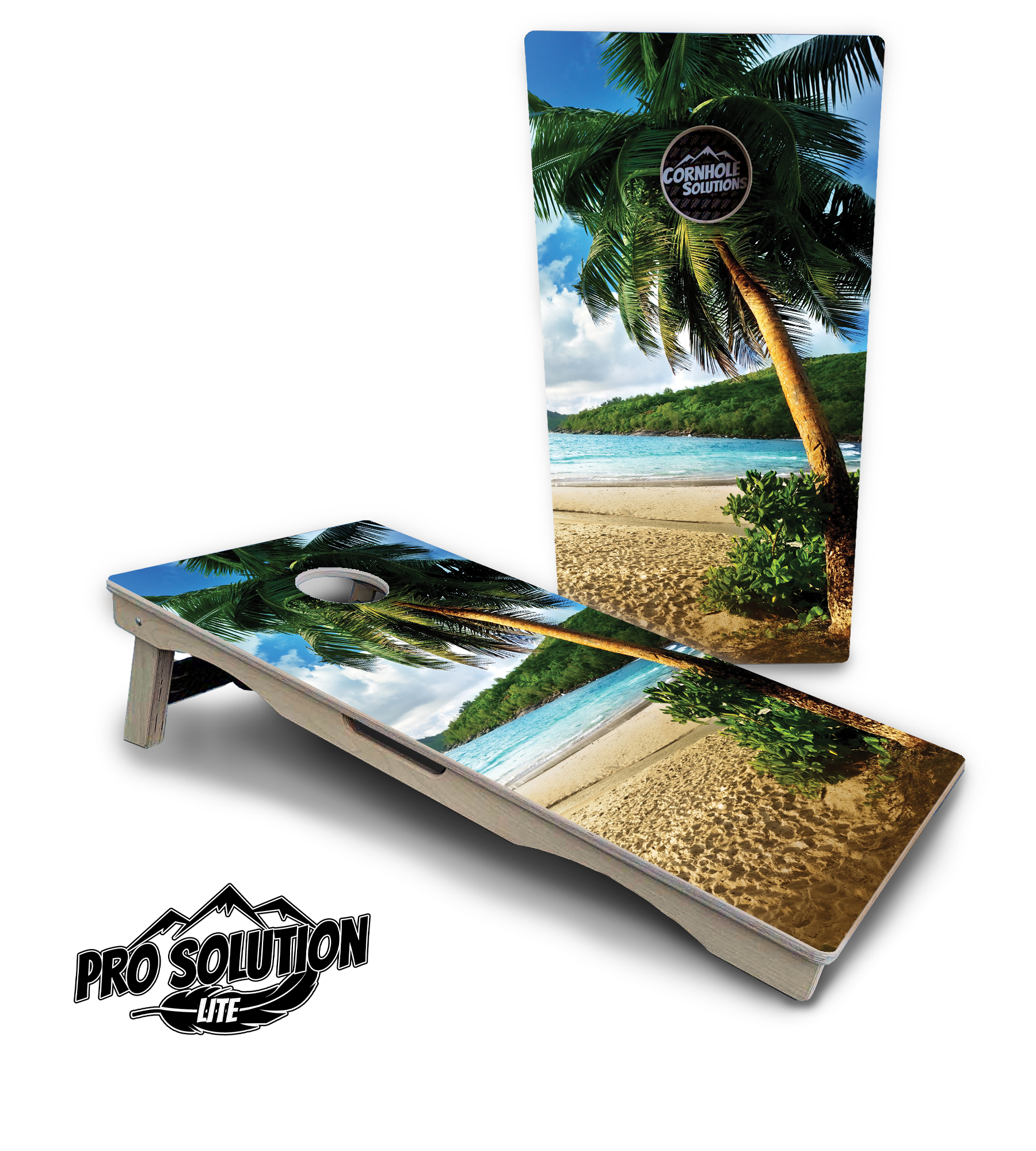 Beach Scene Cornhole Boards - Pro Solution Lite Series by Cornhole Solutions, custom cornhole board detail photo 4