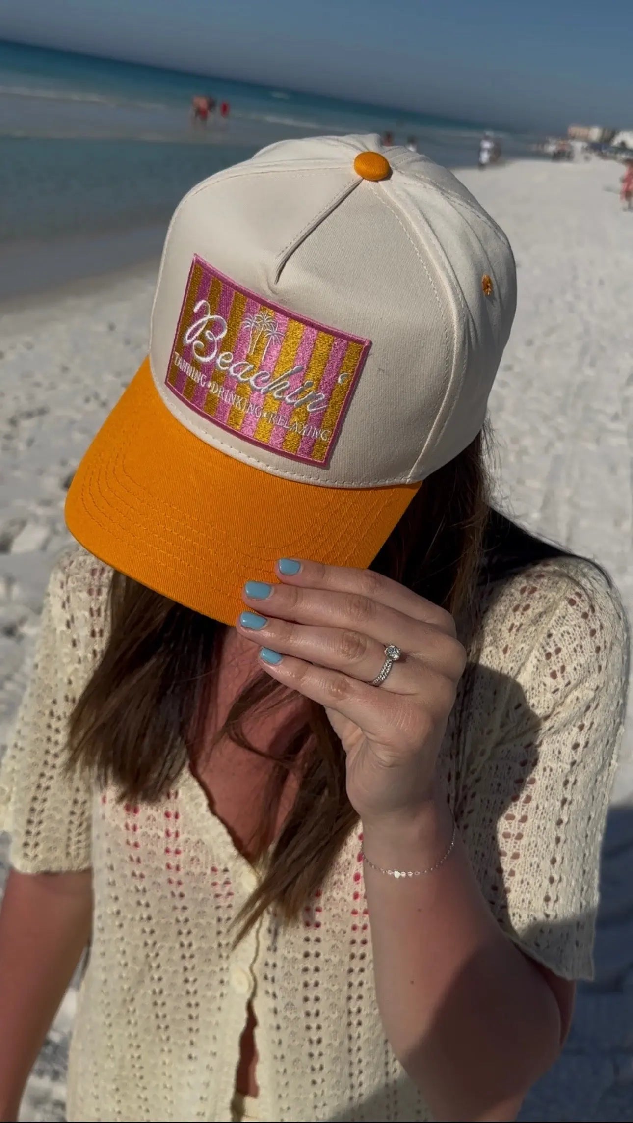 Beachin' - Vintage Trucker Hat by KenzKustomz, Southern lifestyle apparel detail photo 18