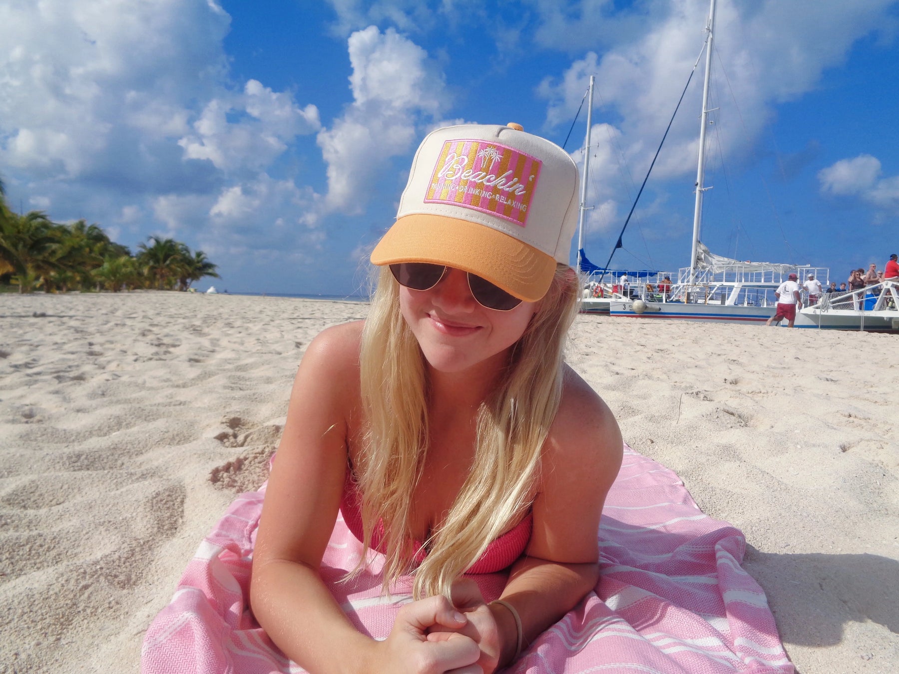 Beachin' - Vintage Trucker Hat by KenzKustomz, Southern lifestyle apparel detail photo 19