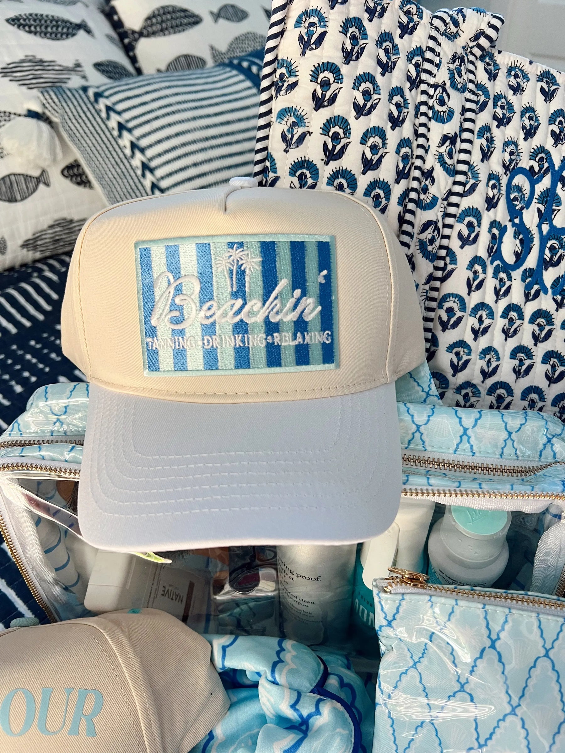 Beachin' - Vintage Trucker Hat by KenzKustomz, Southern lifestyle apparel detail photo 20