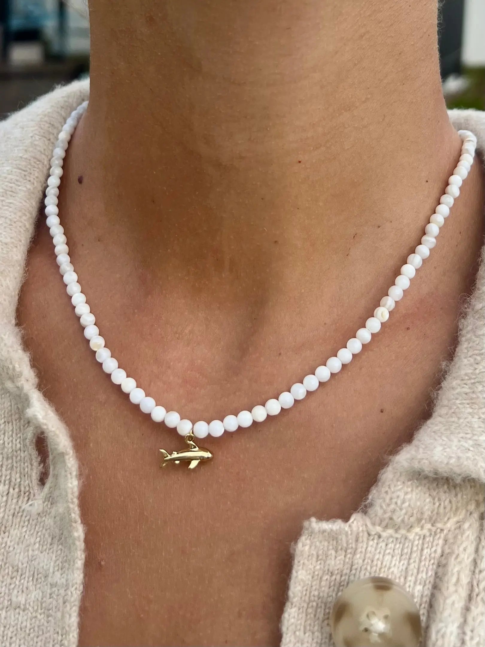 Beaded Shark Necklace by HALT, handmade jewelry main product photo