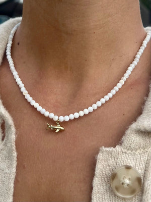 Beaded Shark Necklace by HALT, handmade jewelry detail photo 2