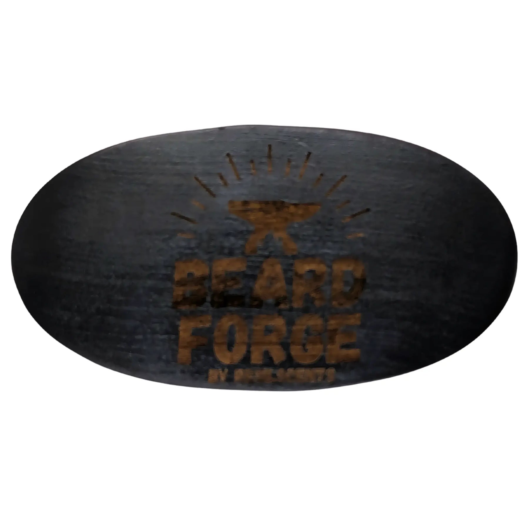 Beard grooming set with a wooden brush and "Beard Forge" logo.
