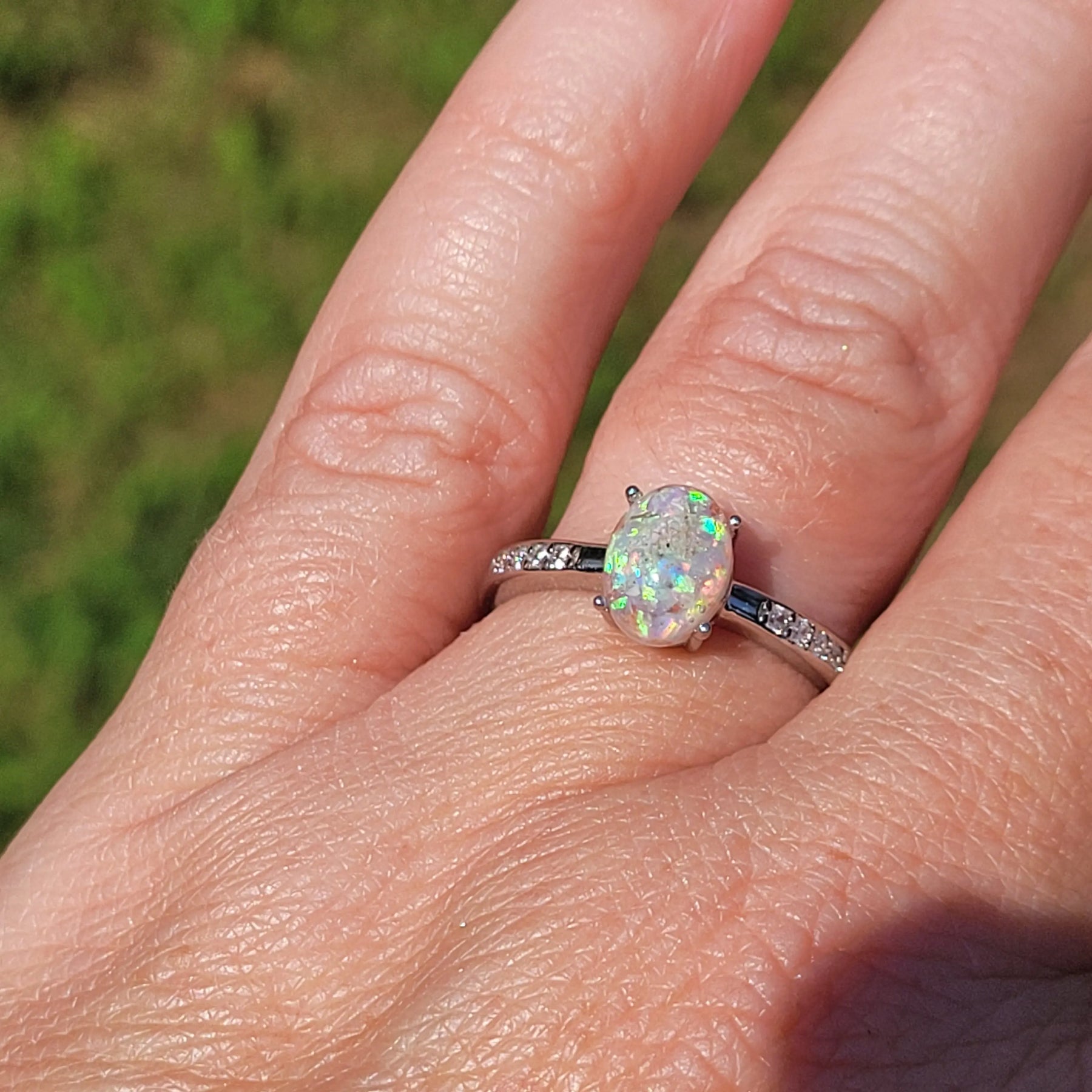 Bell's Vision Memorial Opal Ring by Cotton Street Art Company, handmade jewelry detail photo 5
