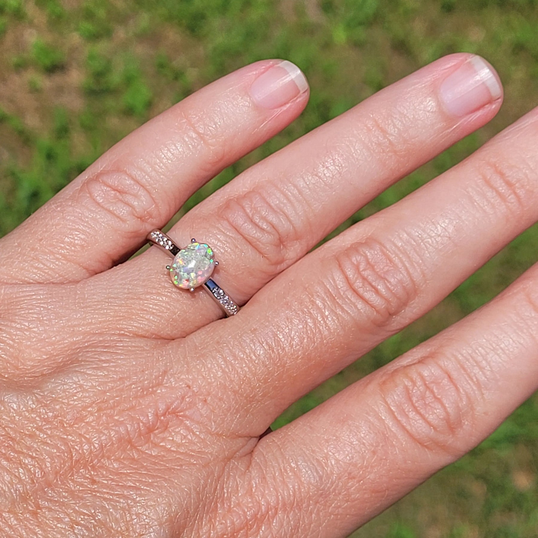 Bell's Vision Memorial Opal Ring by Cotton Street Art Company, handmade jewelry detail photo 6