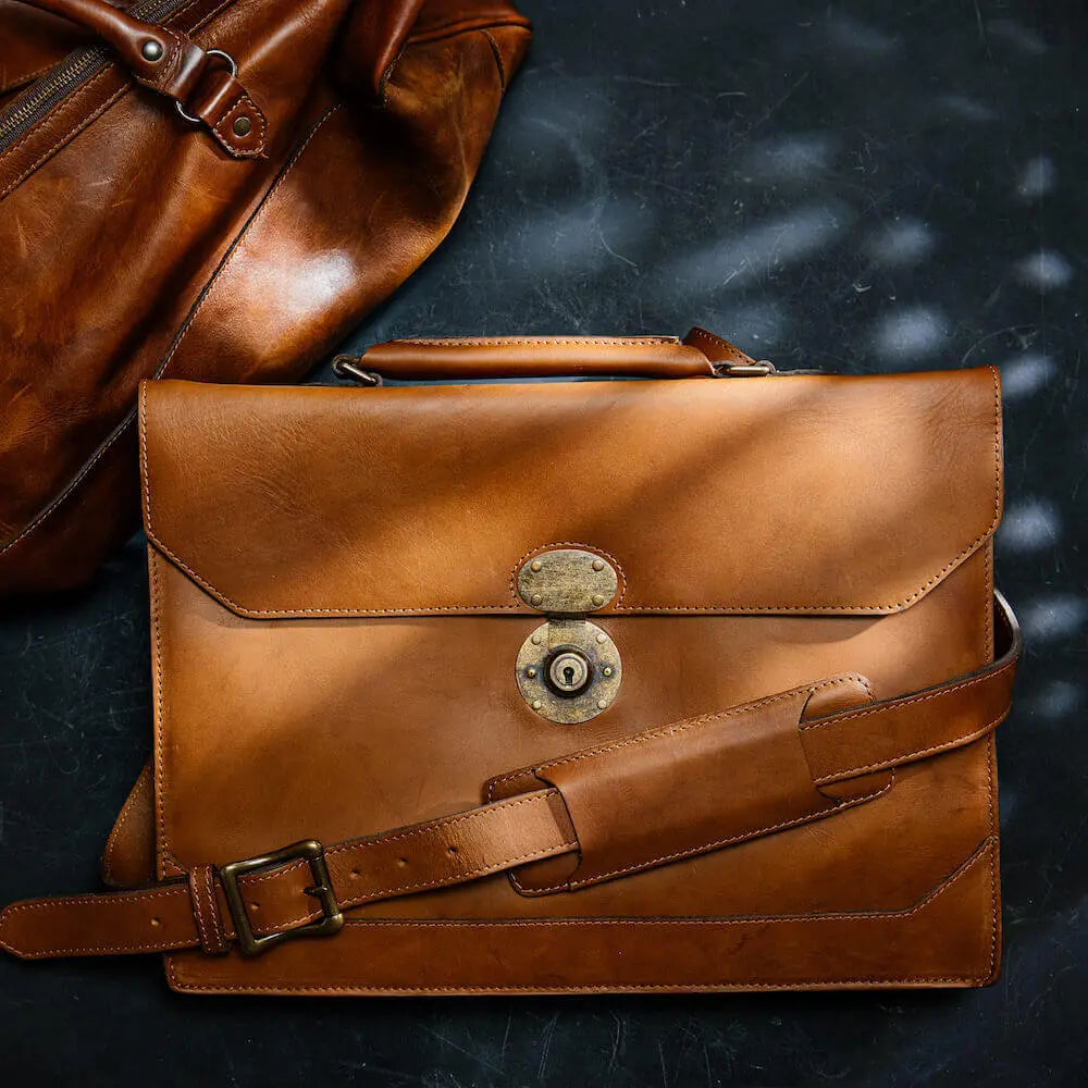Benjamin Leather Briefcase Mission Mercantile Leather Goods