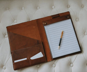 Benjamin Leather Padfolio by Mission Mercantile Leather Goods, Southern food gift detail photo 2