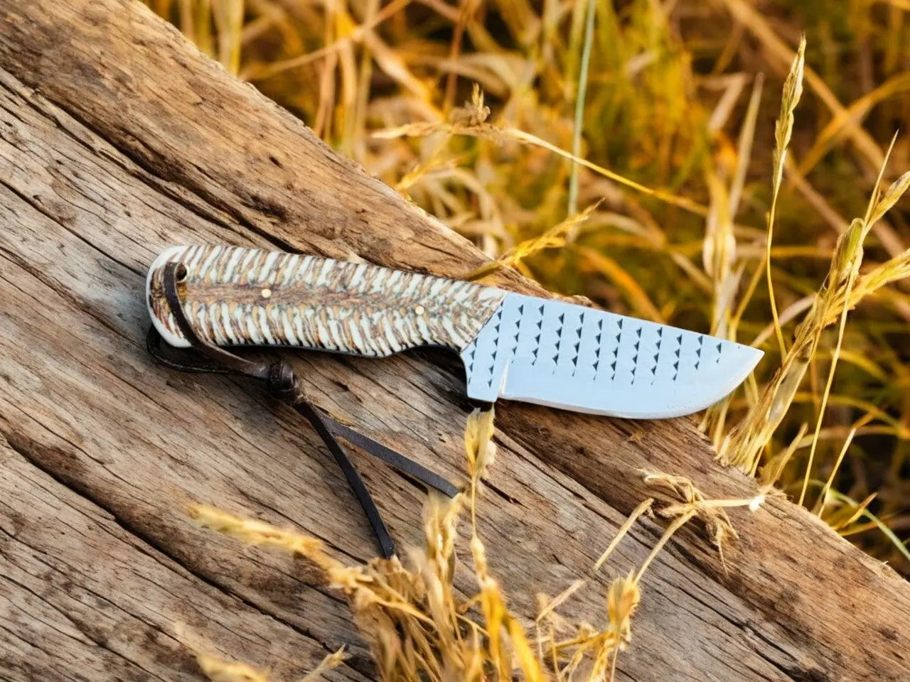 Best Ranch Cowboy Knife – 4" Rasp Steel Blade with Cross-draw Sheath Damascus Knife Store