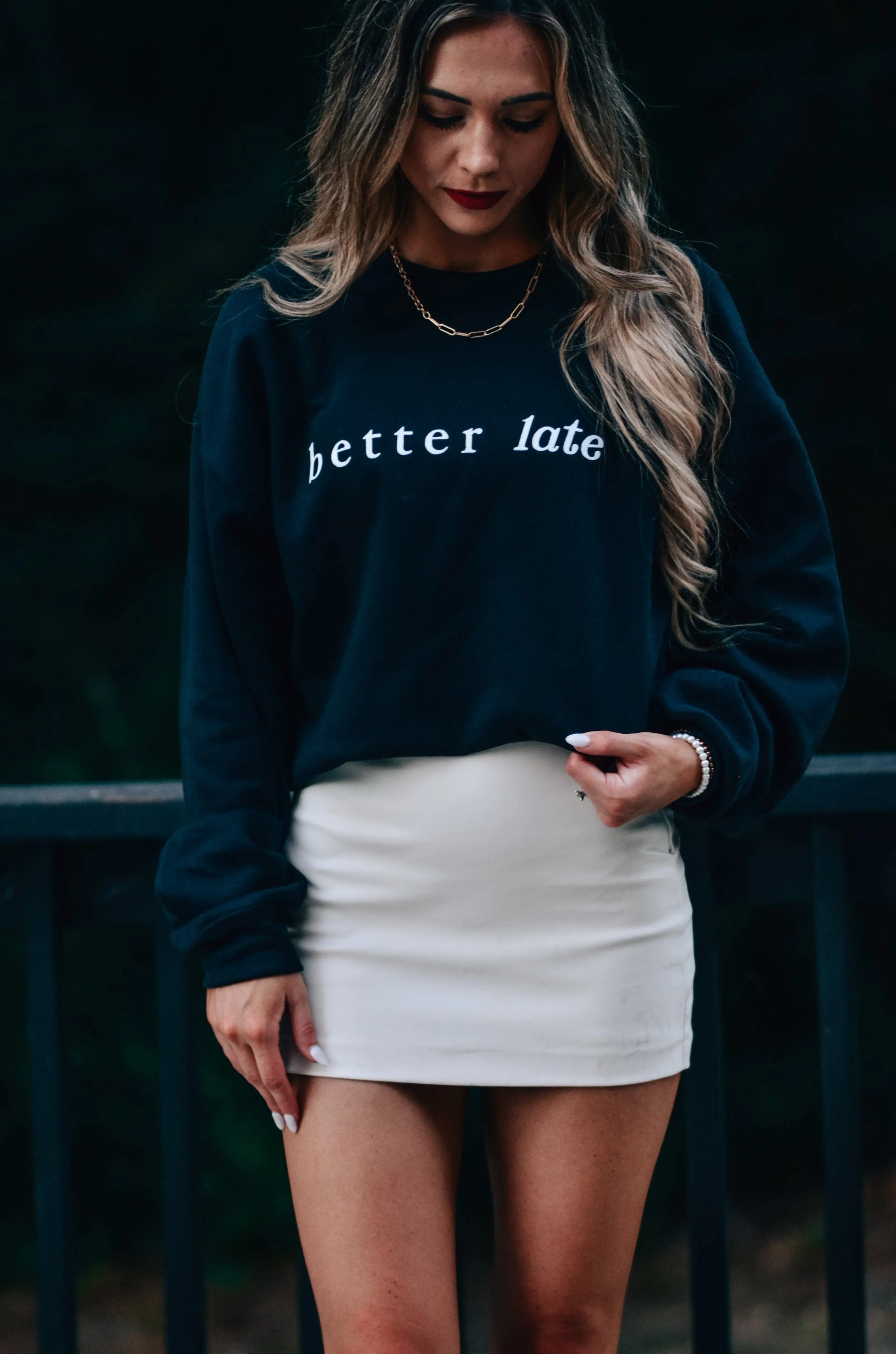 Better Late Than Ugly Sweatshirt by Southern Bliss Company, Southern lifestyle apparel detail photo 3