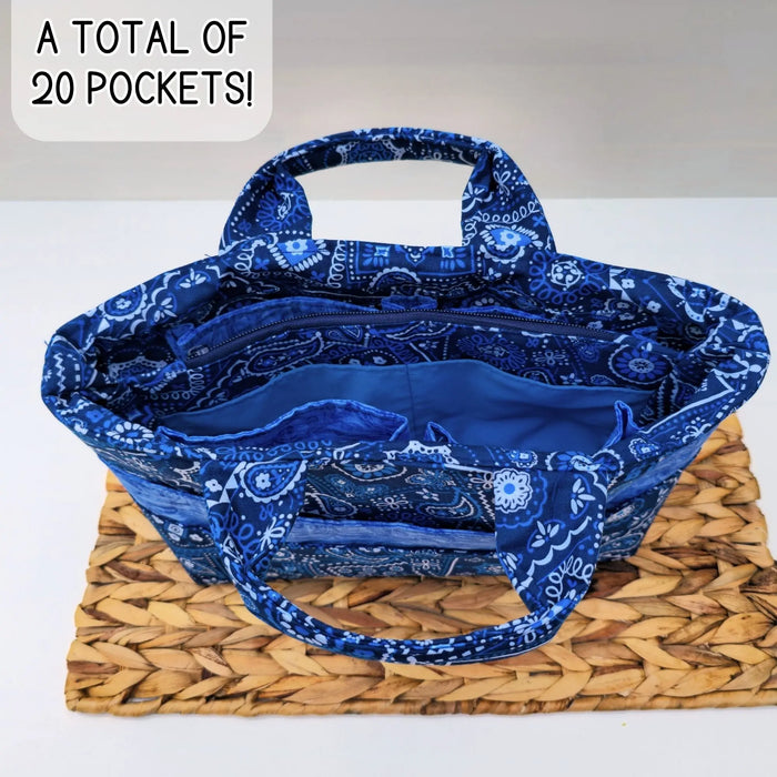 Bible Study Organizer Bag, Church Tote with Pockets, Scripture Journal Bag, Womens Bible Carrying Case, Devotional Study Tote