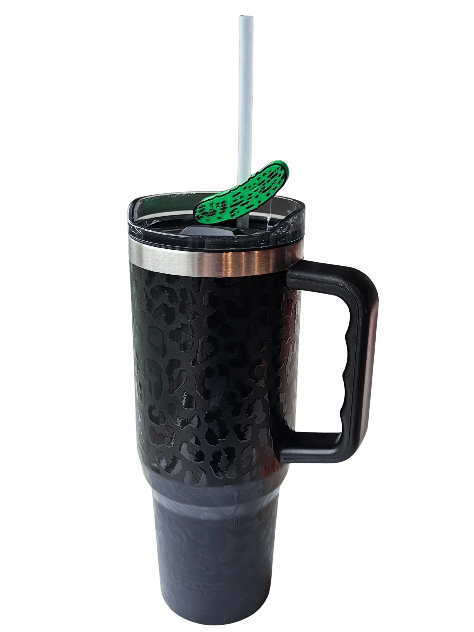 Pickle Straw Topper on Tumbler - 3D-Printed Green Pickle Cup Accessory for Reusable Straws - Main Street Collective