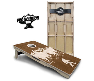 Bigfoot Mountain Scene Cornhole Boards - Pro Solution Elite Series by Cornhole Solutions, custom cornhole board main product photo