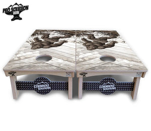 Bigfoot Whitewash Cornhole Boards - Pro Solution Elite Series by Cornhole Solutions, custom cornhole board detail photo 3