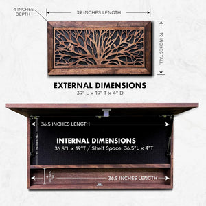 Birds in a Tree Large Gun Concealment Decor - Handcrafted Wooden Gun Cabinets - Gun Shelf Hidden Storage for Rifles, Shotguns, & Handguns - Quick Access Hidden Wall Safe