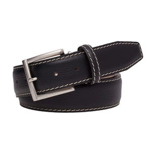 Black Italian Pebble Grain Belt by Roger Ximenez: Bespoke Belts and Leather Accessories, handmade leather goods detail photo 5