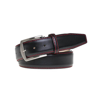Black Italian Smooth Calf Leather Belt by Roger Ximenez: Bespoke Belts and Leather Accessories, handmade leather goods main product photo