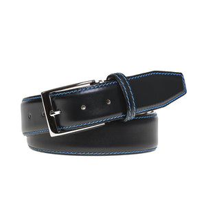 Black Italian Smooth Calf Leather Belt by Roger Ximenez: Bespoke Belts and Leather Accessories, handmade leather goods detail photo 2