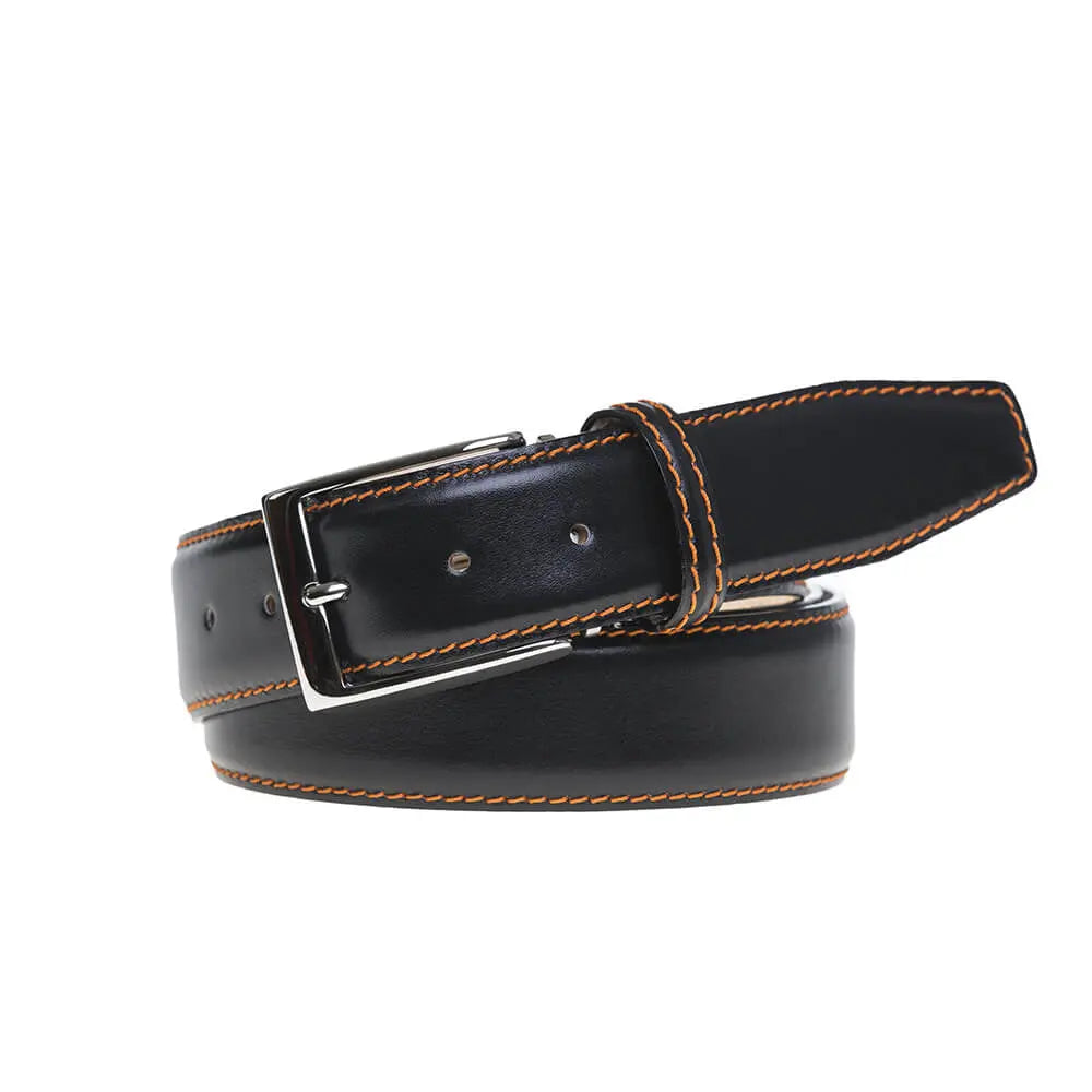 Black Italian Smooth Calf Leather Belt by Roger Ximenez: Bespoke Belts and Leather Accessories, handmade leather goods detail photo 3