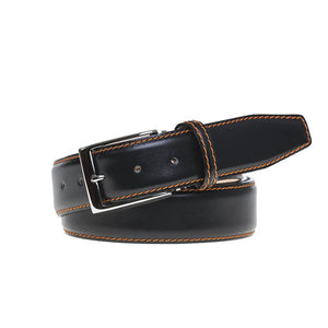 Black Italian Smooth Calf Leather Belt by Roger Ximenez: Bespoke Belts and Leather Accessories, handmade leather goods detail photo 3