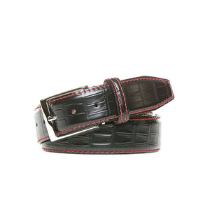 Black Mock Gator Leather Belt by Roger Ximenez: Bespoke Belts and Leather Accessories, handmade leather goods detail photo 5