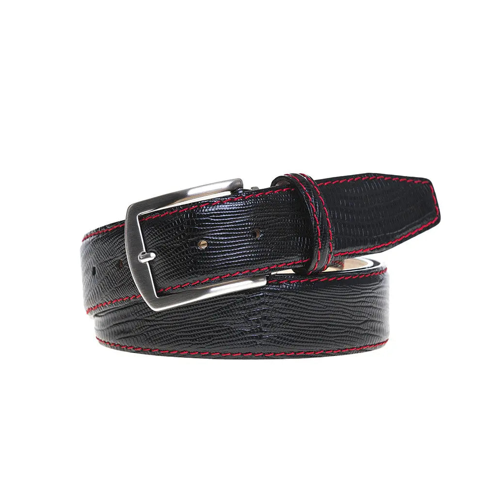 Black Mock Lizard Belt by Roger Ximenez handmade in Miami