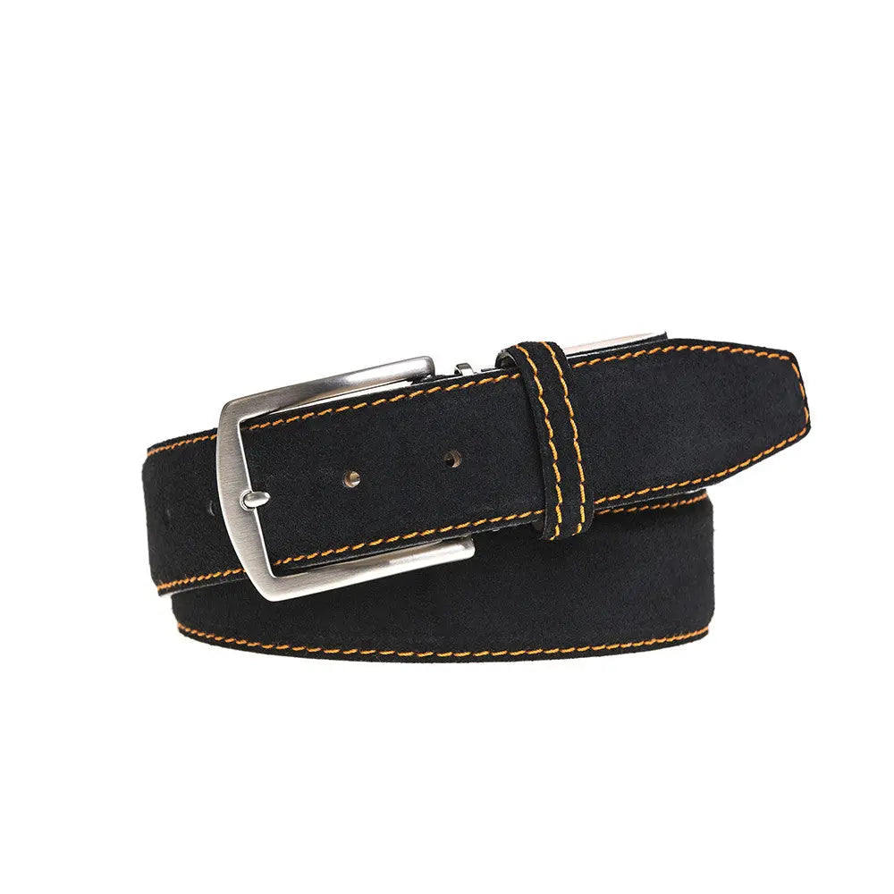 Black Suede Leather Belt by Roger Ximenez: Bespoke Belts and Leather Accessories, handmade leather goods detail photo 2