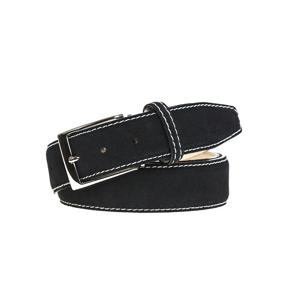 Black Suede Leather Belt by Roger Ximenez: Bespoke Belts and Leather Accessories, handmade leather goods detail photo 3