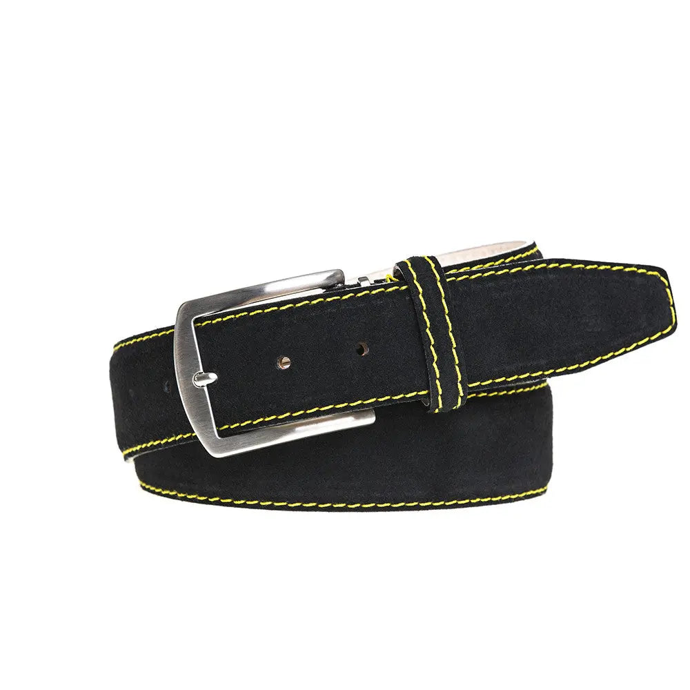 Black Suede Leather Belt by Roger Ximenez: Bespoke Belts and Leather Accessories, handmade leather goods detail photo 4
