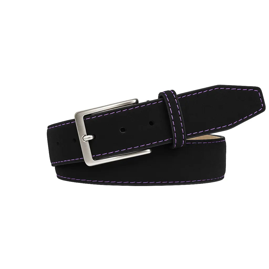 Black Suede Leather Belt by Roger Ximenez: Bespoke Belts and Leather Accessories, handmade leather goods detail photo 7