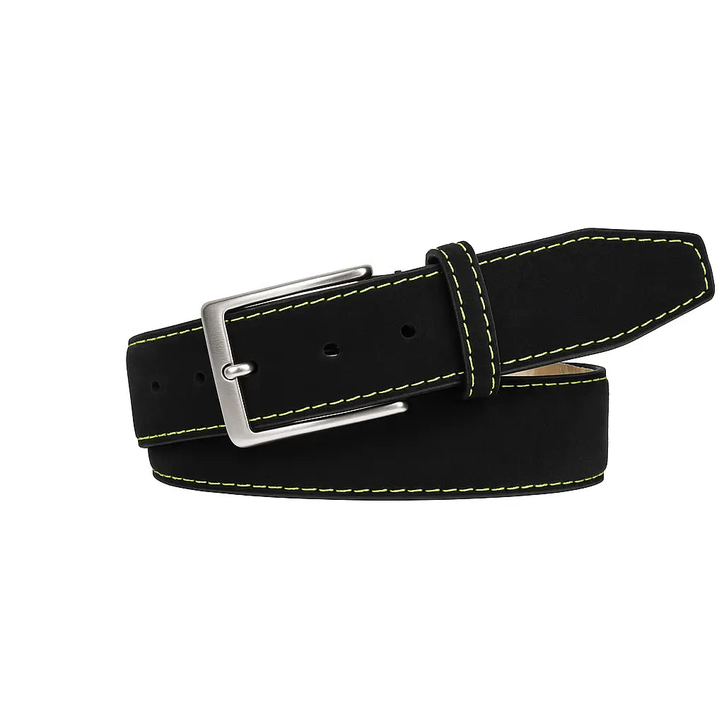 Black Suede Leather Belt by Roger Ximenez: Bespoke Belts and Leather Accessories, handmade leather goods detail photo 8