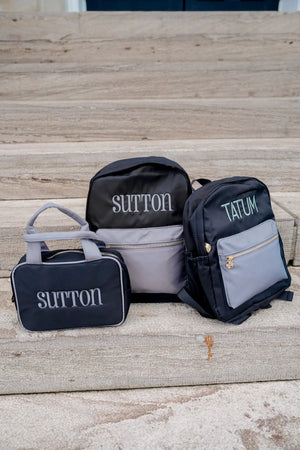 Black + Grey Colorblock Backpack KenzKustomz