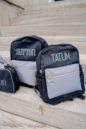 Black + Grey Colorblock Backpack KenzKustomz