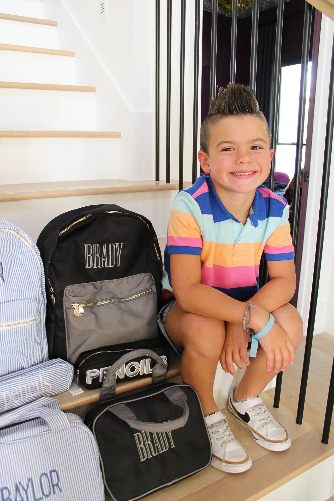 Black + Grey Colorblock Backpack KenzKustomz