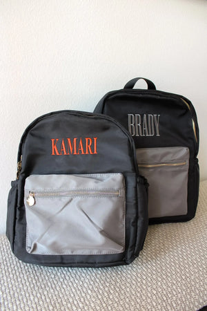 Black + Grey Colorblock Backpack KenzKustomz