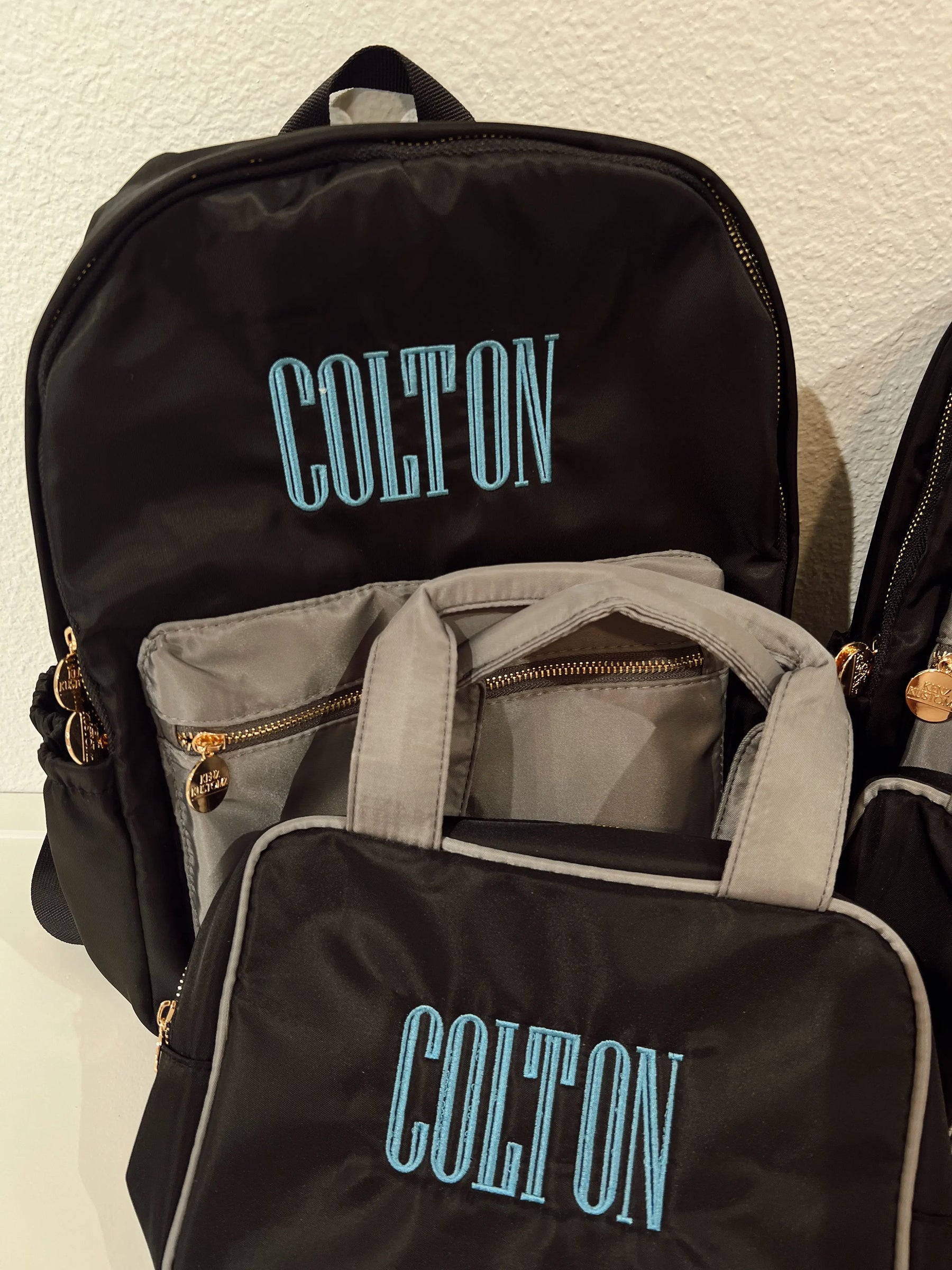 Black + Grey Colorblock Backpack KenzKustomz