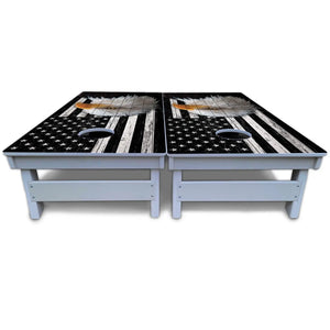 Black & White Eagle Flag Cornhole Boards - All Weather Series by Cornhole Solutions, custom cornhole board detail photo 5