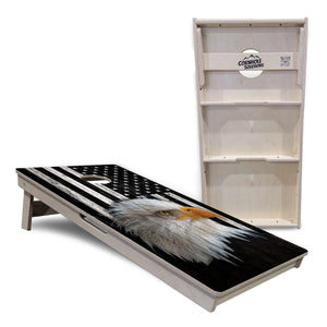 Black & White Eagle Flag Cornhole Boards - Professional Tournament Series by Cornhole Solutions, custom cornhole board detail photo 5