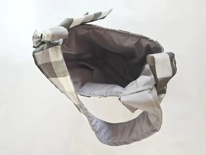 Black and White Buffalo Plaid Tote Bag – Handmade Farmhouse Shoulder Bag, Neutral Everyday Purse, Gingham Market Tote by Maypop House Designs, handmade leather goods detail photo 5