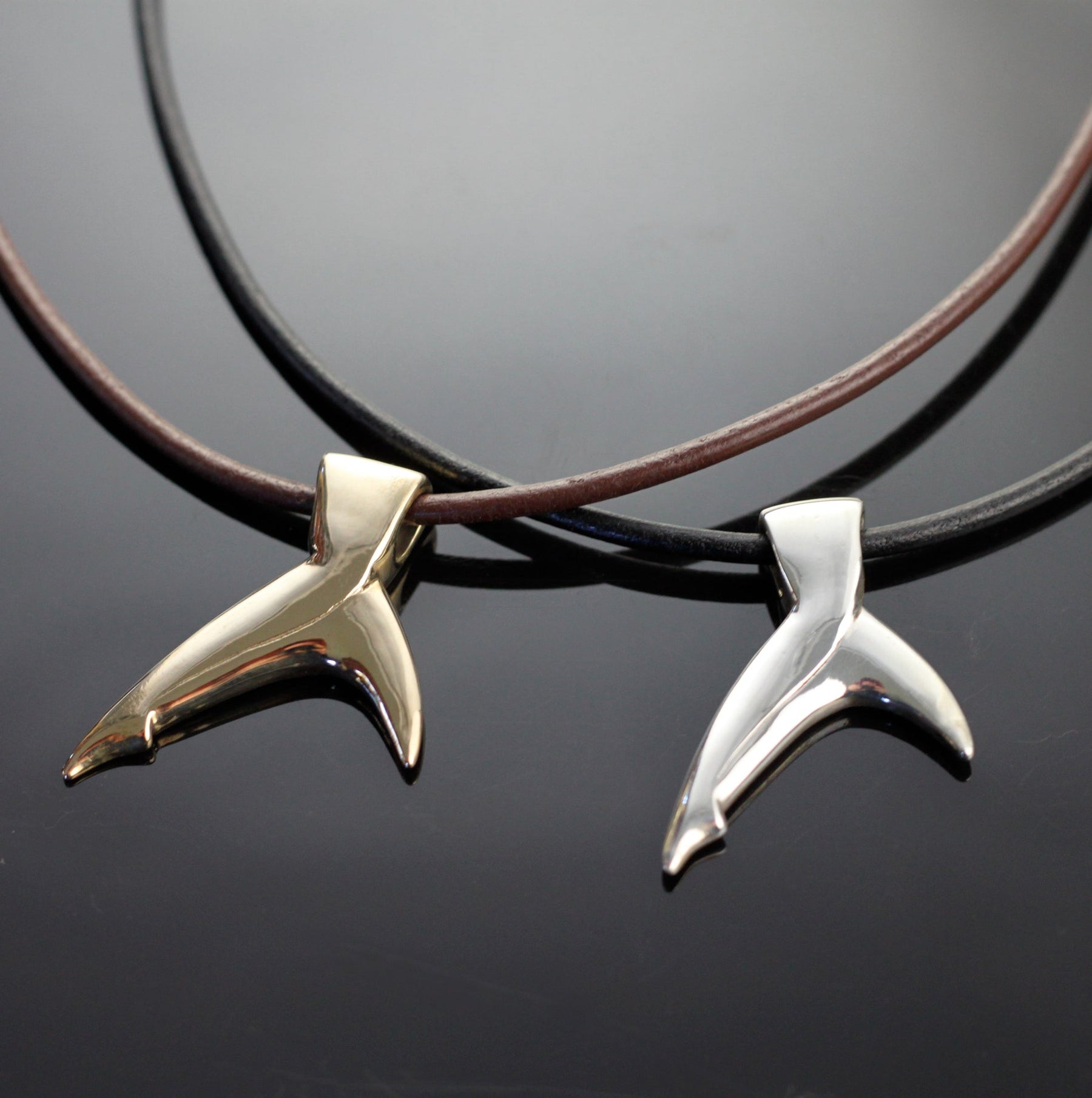 Bronze Black Tip Shark Tail Pendant-BRF1022