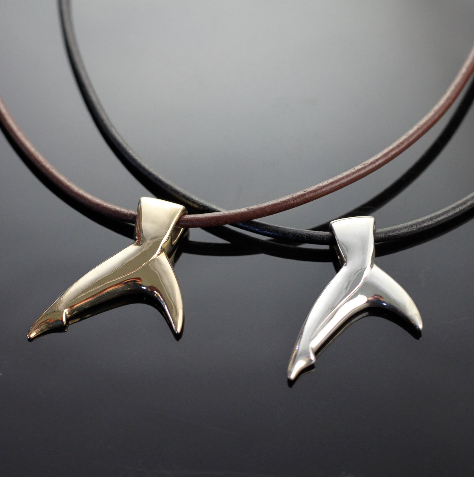 Bronze Black Tip Shark Tail Pendant-BRF1022
