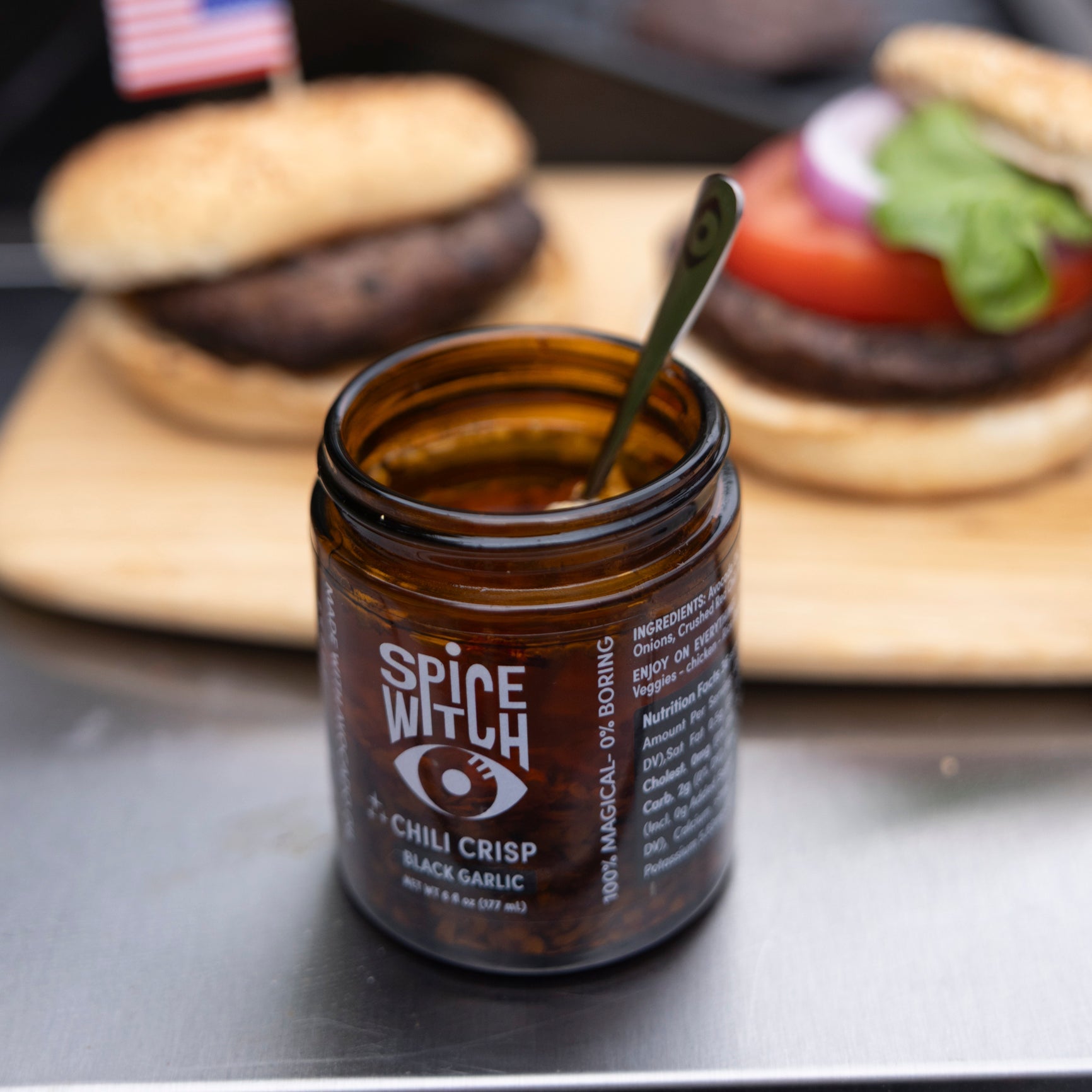 Black Garlic Chili Crisp jar by Spice Witch