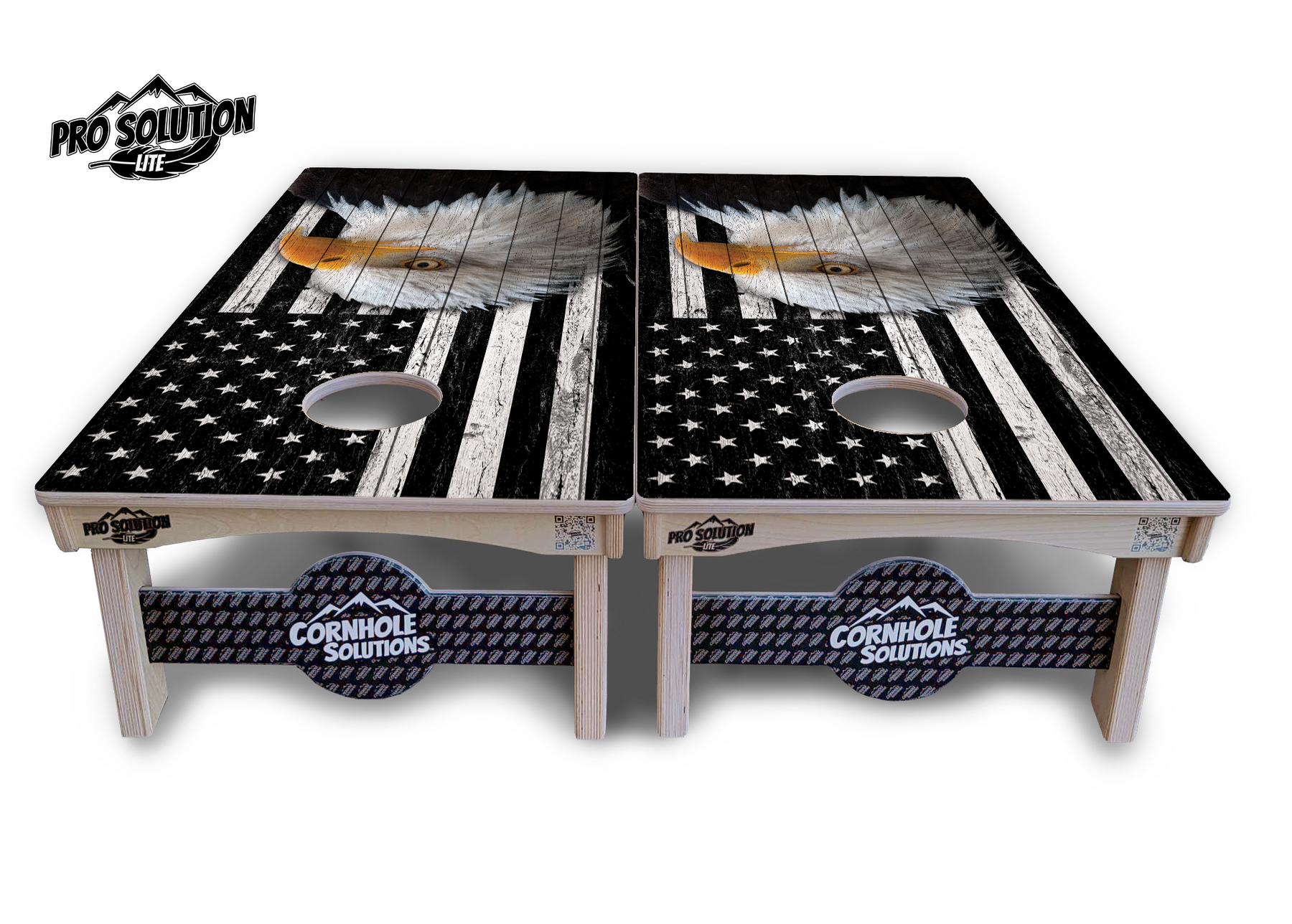 Black & White Eagle Flag Cornhole Boards - Pro Solution Lite Series by Cornhole Solutions, custom cornhole board detail photo 3