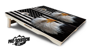 Black & White Eagle Flag Cornhole Boards - Pro Solution Lite Series by Cornhole Solutions, custom cornhole board detail photo 4