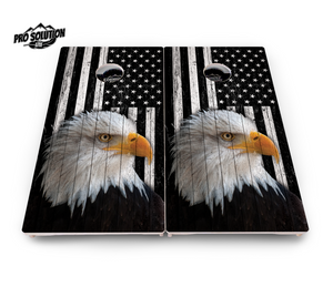 Black & White Eagle Flag Cornhole Boards - Pro Solution Lite Series by Cornhole Solutions, custom cornhole board detail photo 5