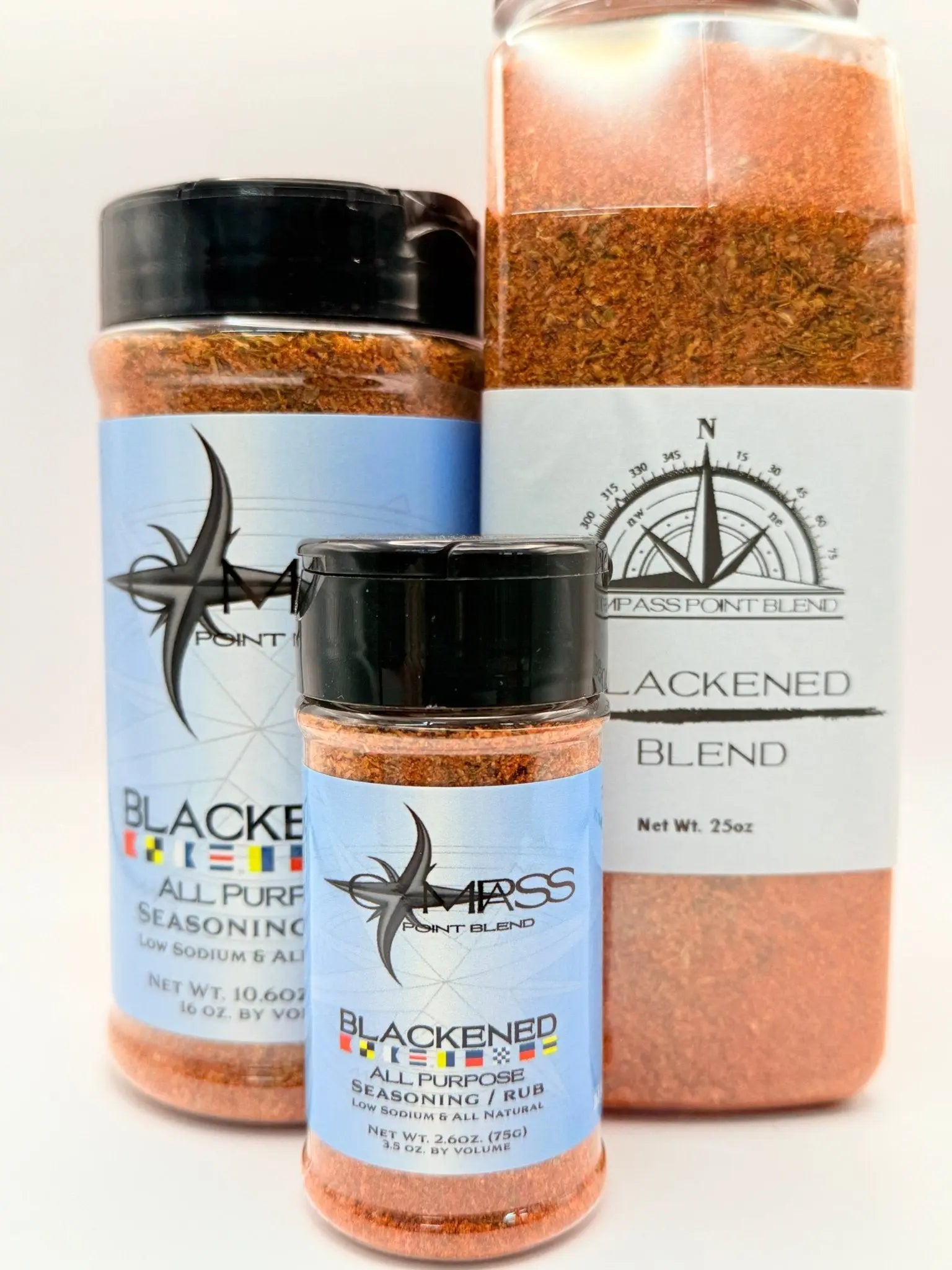 Compass Point Blackened Blend Seasoning: All Purpose, Low Sodium. Spice Rub in 3 sizes.